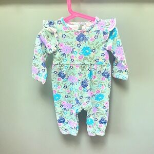 Peek Kids Baby Girl Floral Print Long Sleeve Romper Size 12-18 Months